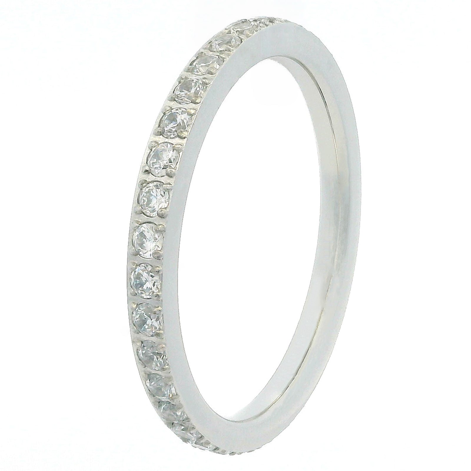 2mm White Gold Full Glitz Eternity Ring | Cubic Zirconia Stacking Ring