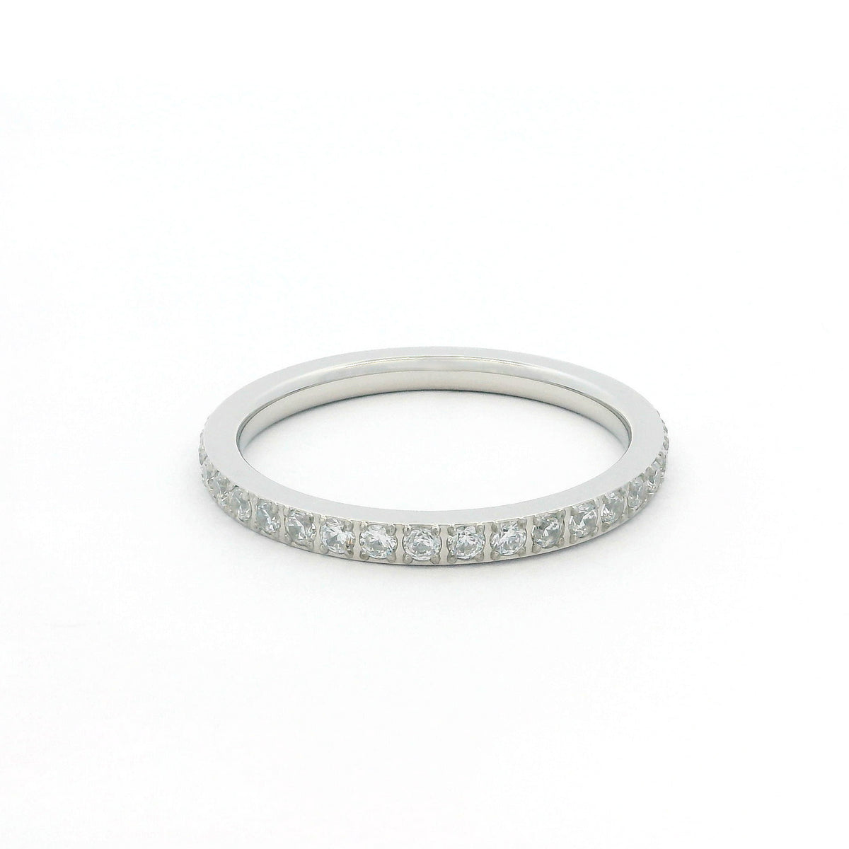 2mm White Gold Full Glitz Eternity Ring | Cubic Zirconia Stacking Ring