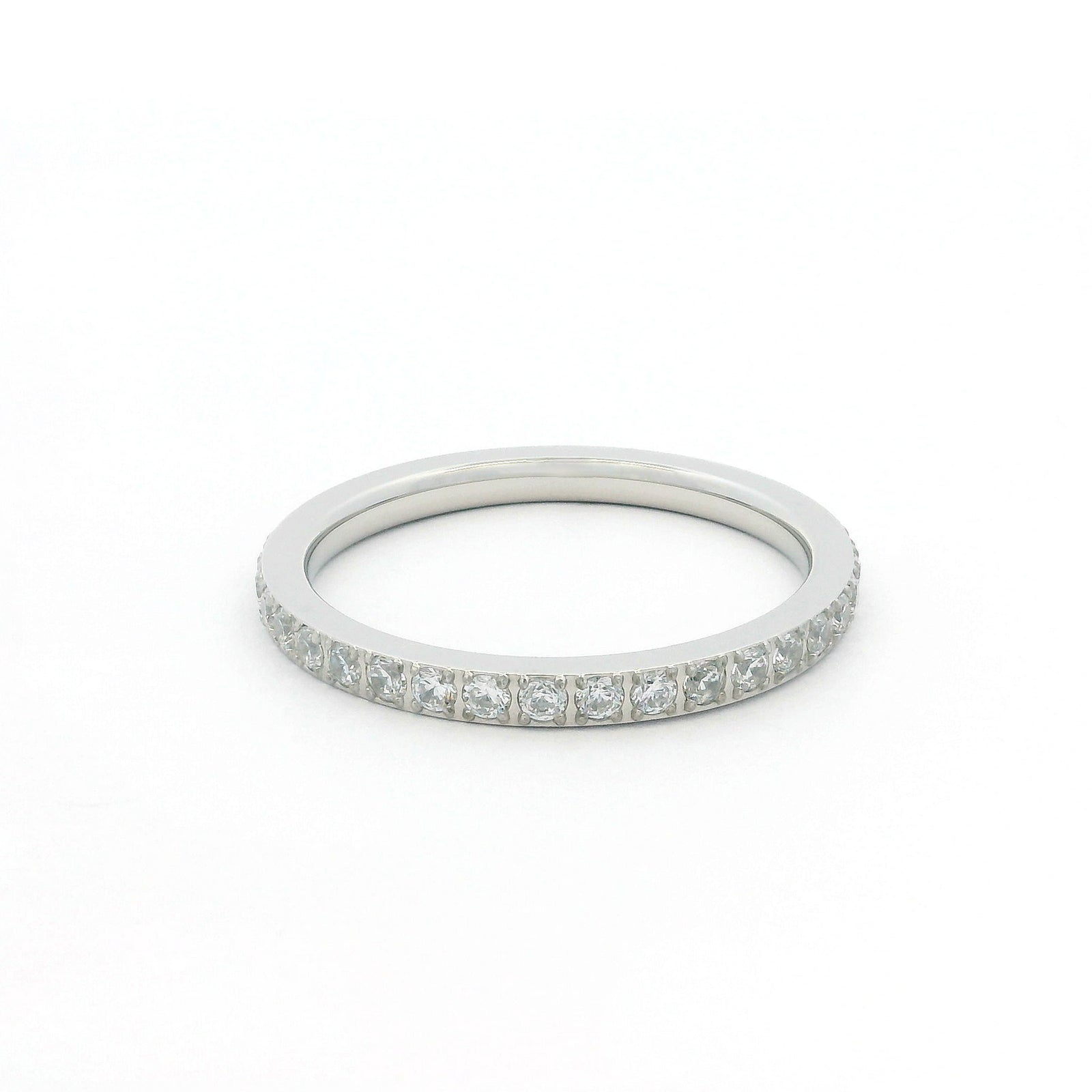 2mm White Gold Full Glitz Eternity Ring | Cubic Zirconia Stacking Ring