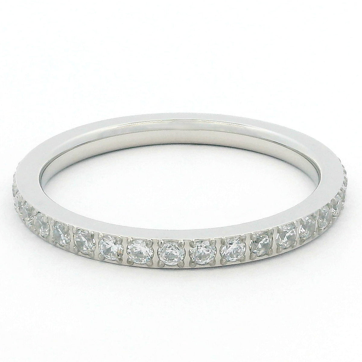2mm White Gold Full Glitz Eternity Ring | Cubic Zirconia Stacking Ring