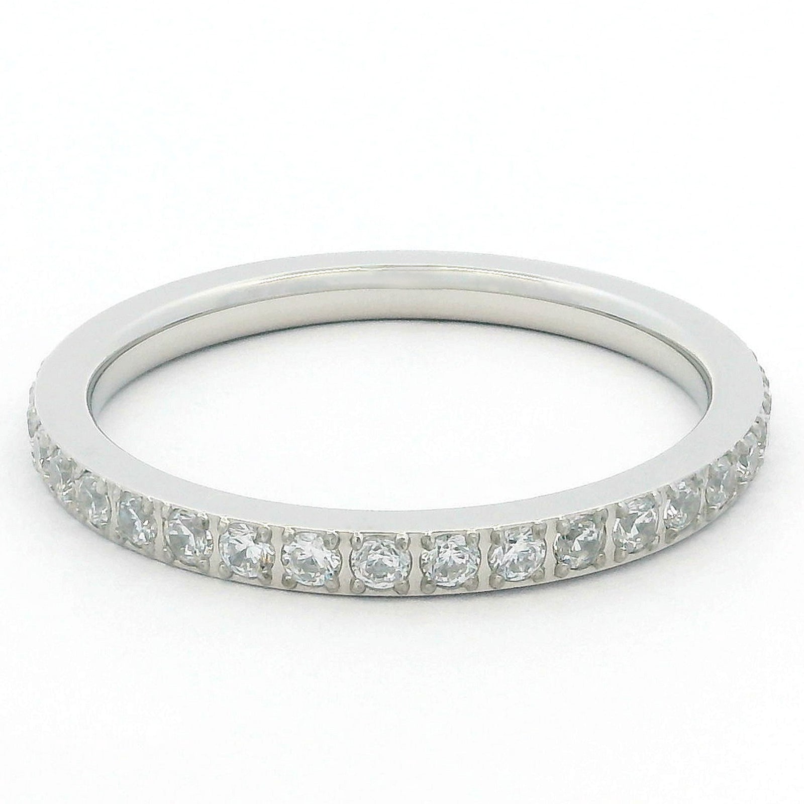 2mm White Gold Full Glitz Eternity Ring | Cubic Zirconia Stacking Ring