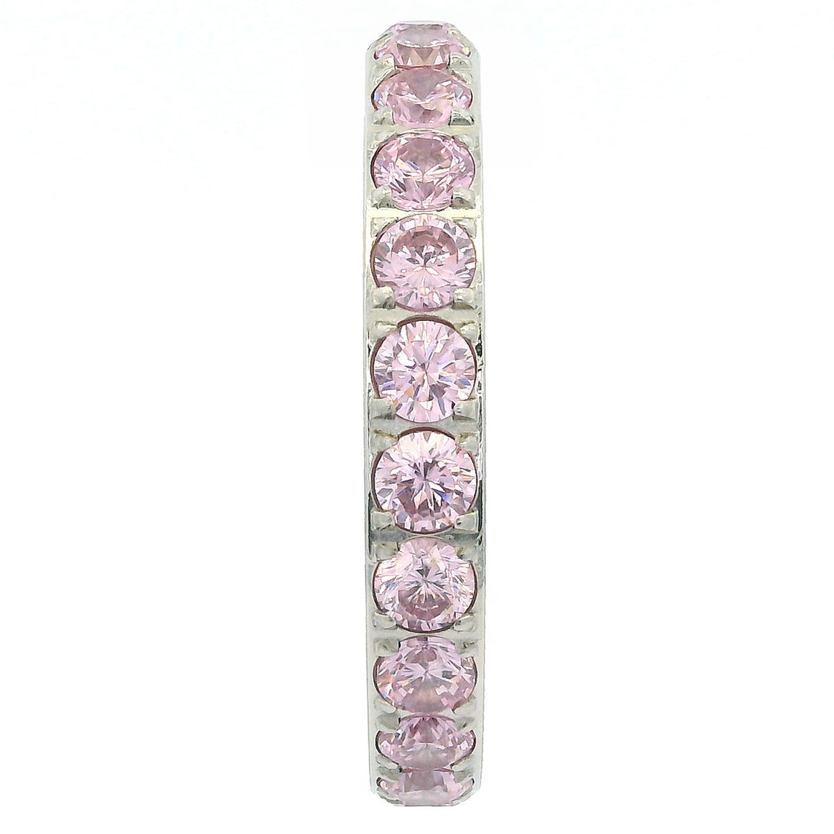 3mm White Gold Full Glitz Eternity Ring | Blush Pink Cubic Zirconia Stacking Ring