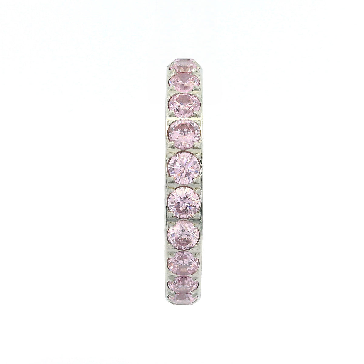 3mm White Gold Full Glitz Eternity Ring | Blush Pink Cubic Zirconia Stacking Ring