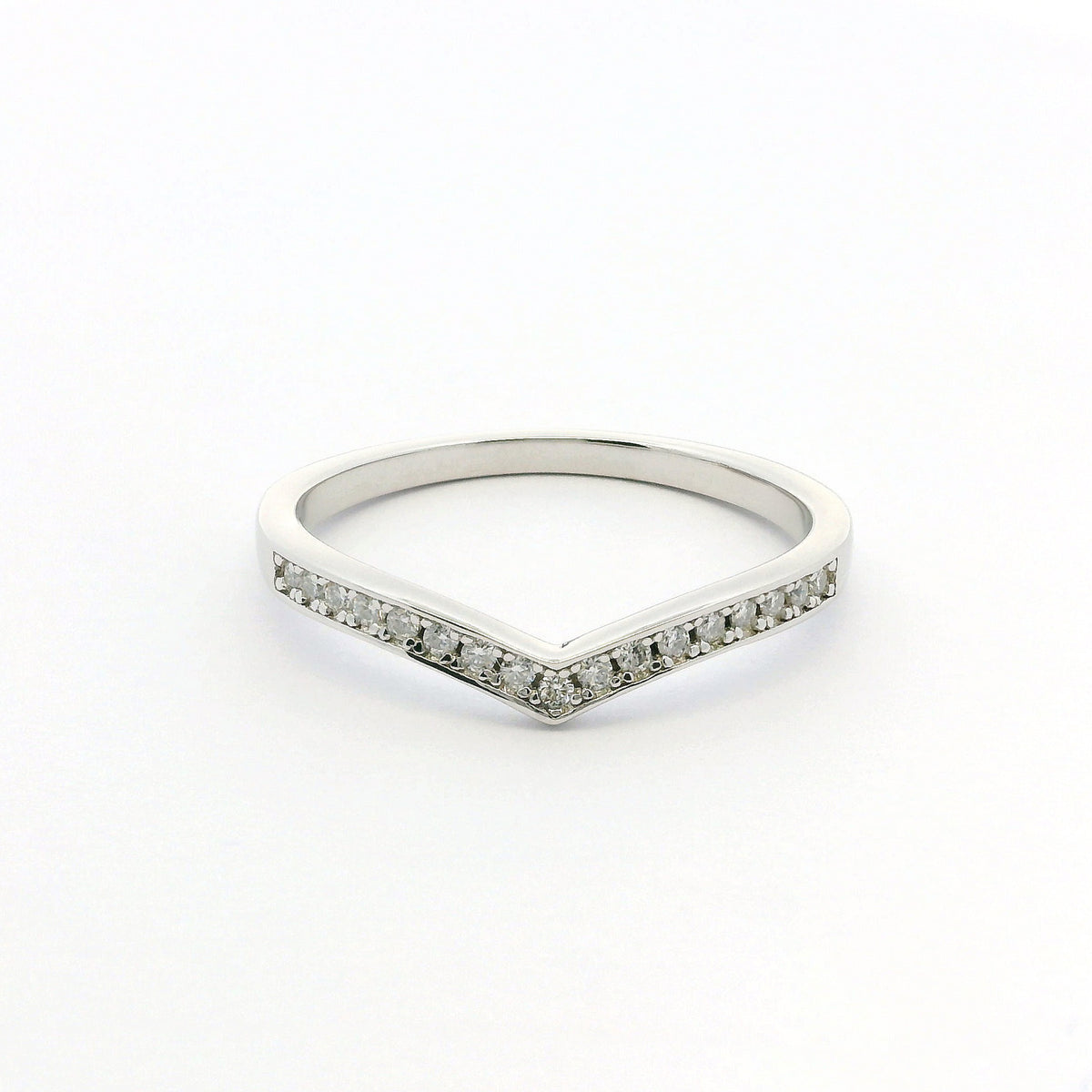White Gold Wishbone Moissanite Dazzle Ring