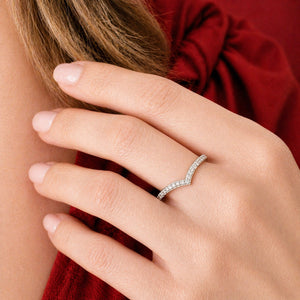 White Gold Wishbone Moissanite Dazzle Ring