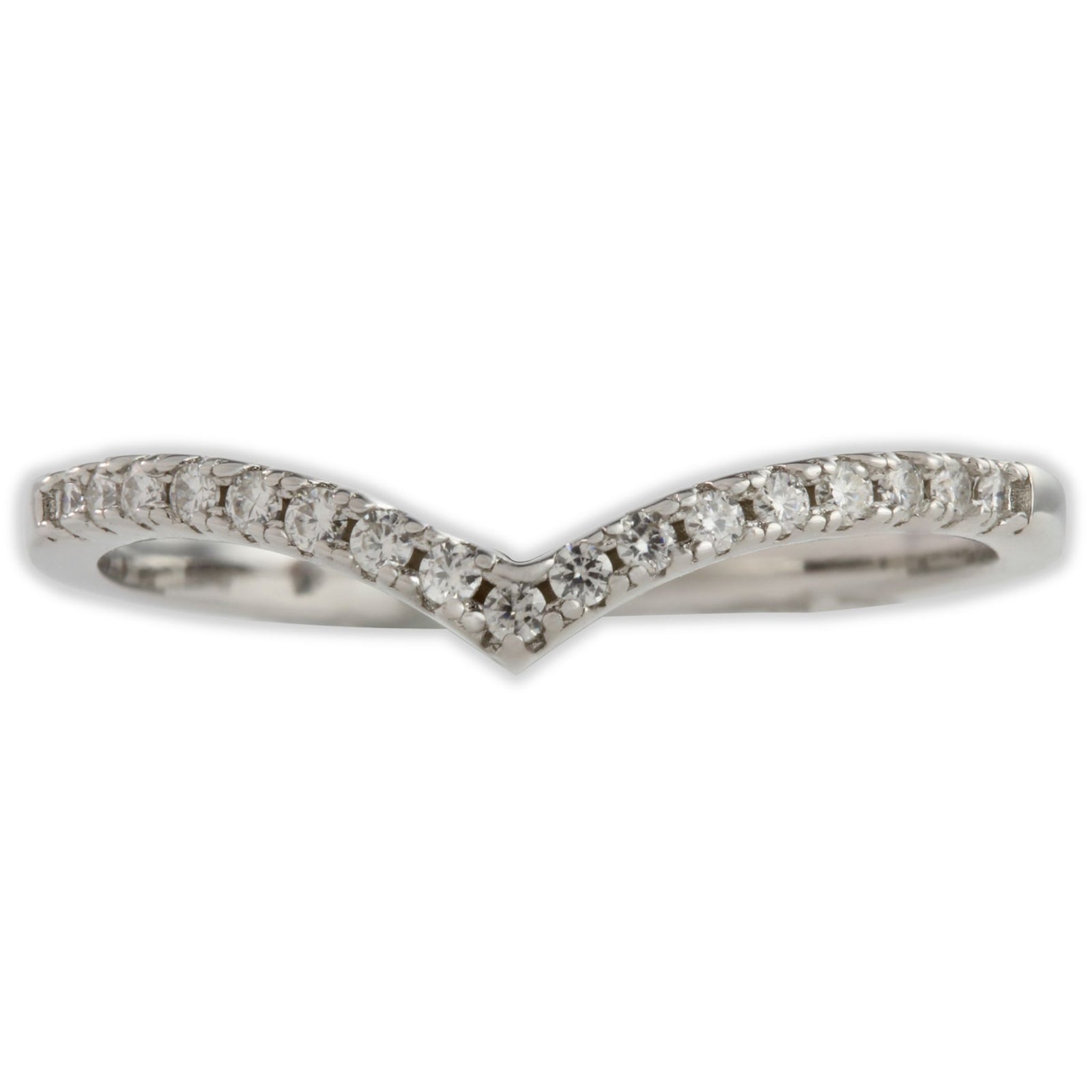 White Gold Wishbone Moissanite Dazzle Ring