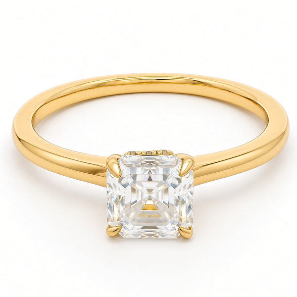 1ct Princess Cut Moissanite Engagement Ring | 18K Gold Classic Dazzle Ring