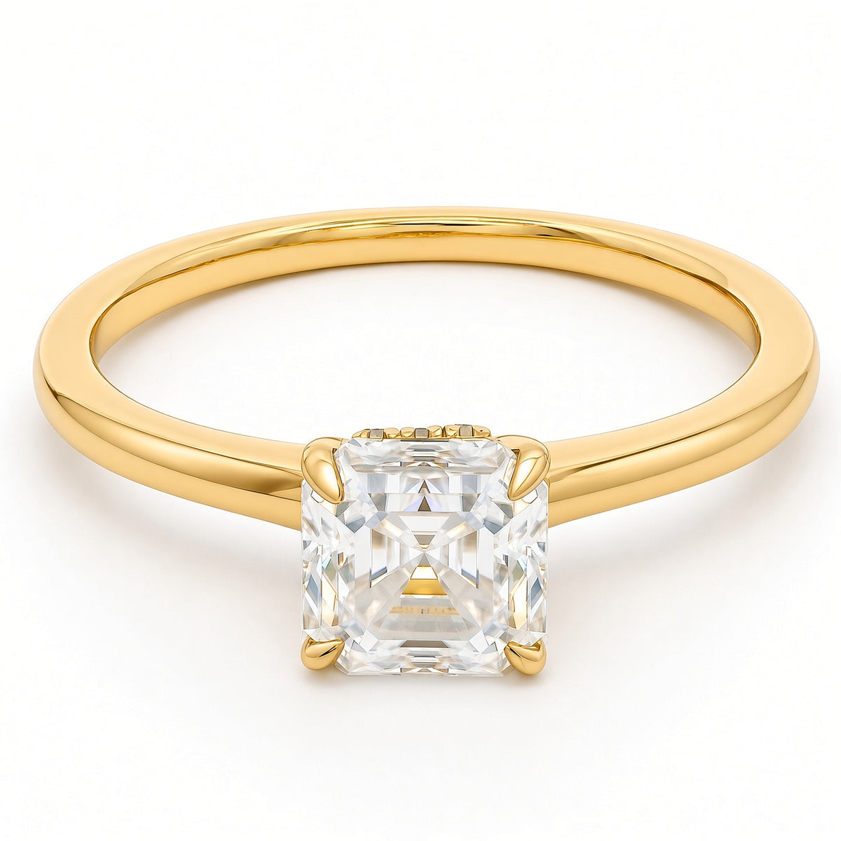 1ct Princess Cut Moissanite Engagement Ring | 18K Gold Classic Dazzle Ring