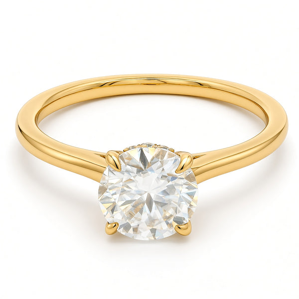 1ct Round Brilliant Moissanite Engagement Ring | 18K Gold Classic Dazzle Ring