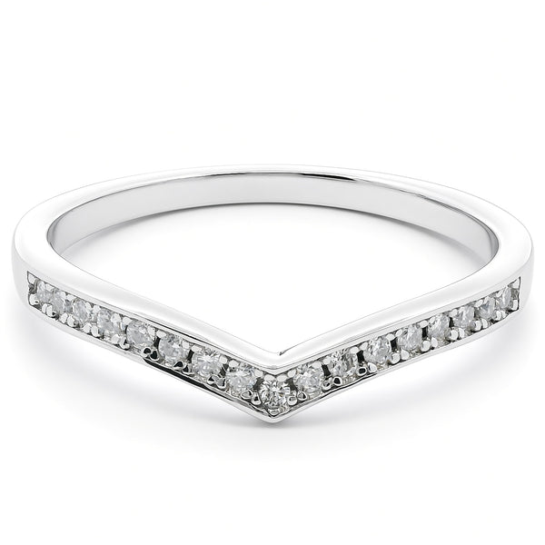 Moissanite Wishbone Ring | White Gold Slimline Dazzle Ring