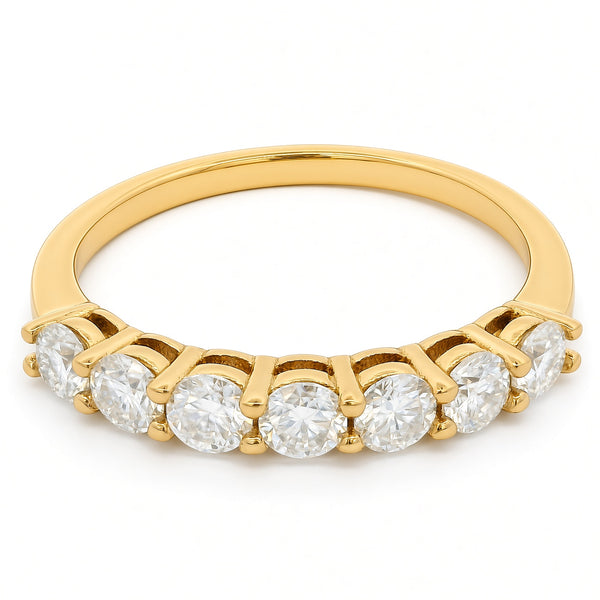 1ct Round Moissanite Half Eternity Ring | 18K Gold Dazzle Ring