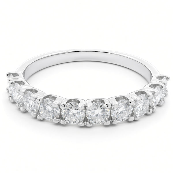 1ct Round Moissanite Half Eternity Ring | White Gold Dazzle Ring