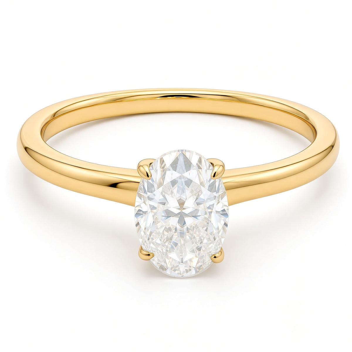 1ct Oval Moissanite Engagement Ring | 18K Gold Classic Dazzle Ring
