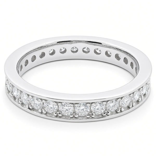 1ct Round Moissanite Full Eternity Ring | White Gold Wide Dazzle Ring