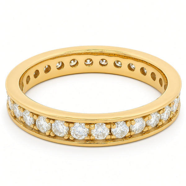 1ct Round Moissanite Full Eternity Ring | 18K Gold Dazzle Ring