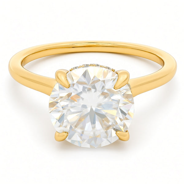 3ct Round Brilliant Moissanite Engagement Ring | 18K Gold Classic Dazzle Ring