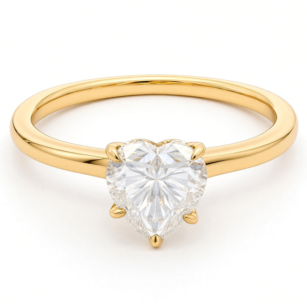 1ct Heart Moissanite Engagement Ring | 18K Gold Classic Dazzle Ring