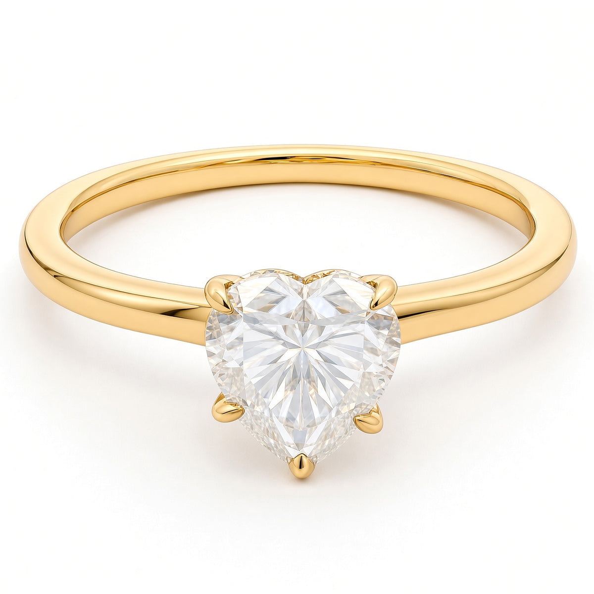 1ct Heart Moissanite Engagement Ring | 18K Gold Classic Dazzle Ring