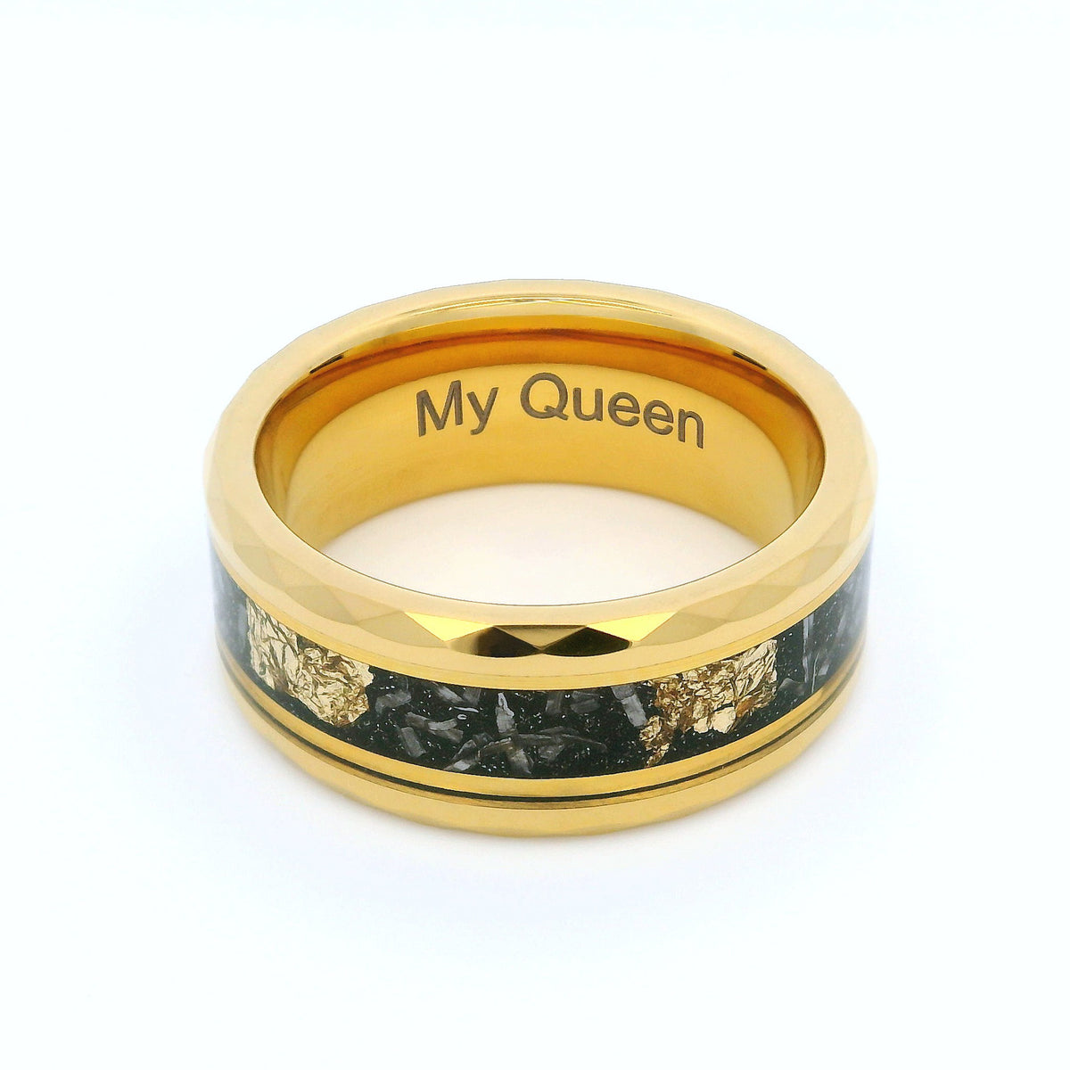 Golden Flake 8mm Wonder Ring Size O - Clearance 1158