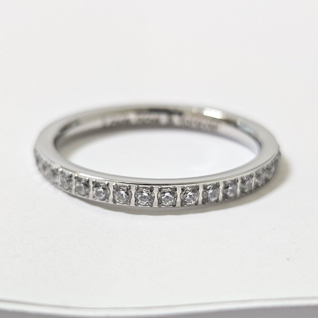 2mm White Gold Full Glitz Eternity Ring Cubic Zirconia Stacking Ring O Clearance 1084