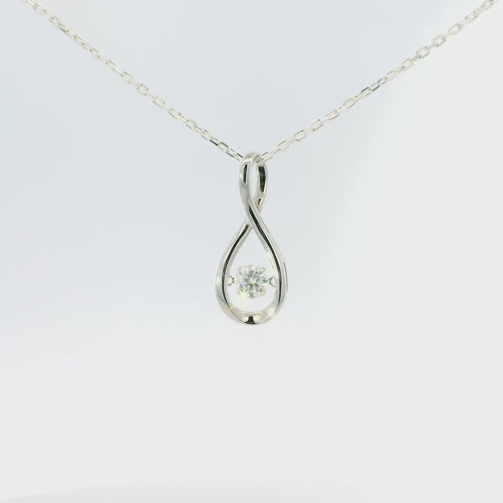 White Gold Infinity Moissanite Silver Dazzle Pendant Necklace