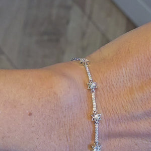 1ct White Gold Moissanite Ten Star Silver Dazzle Bracelet