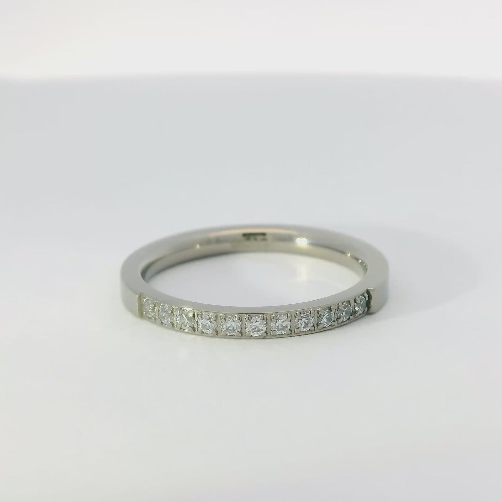 2mm Original Titanium Half Glitz Eternity Ring | Cubic Zirconia Stacking Ring
