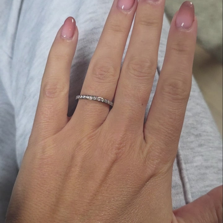2mm White Gold Half Glitz Eternity Ring | Cubic Zirconia Stacking Ring