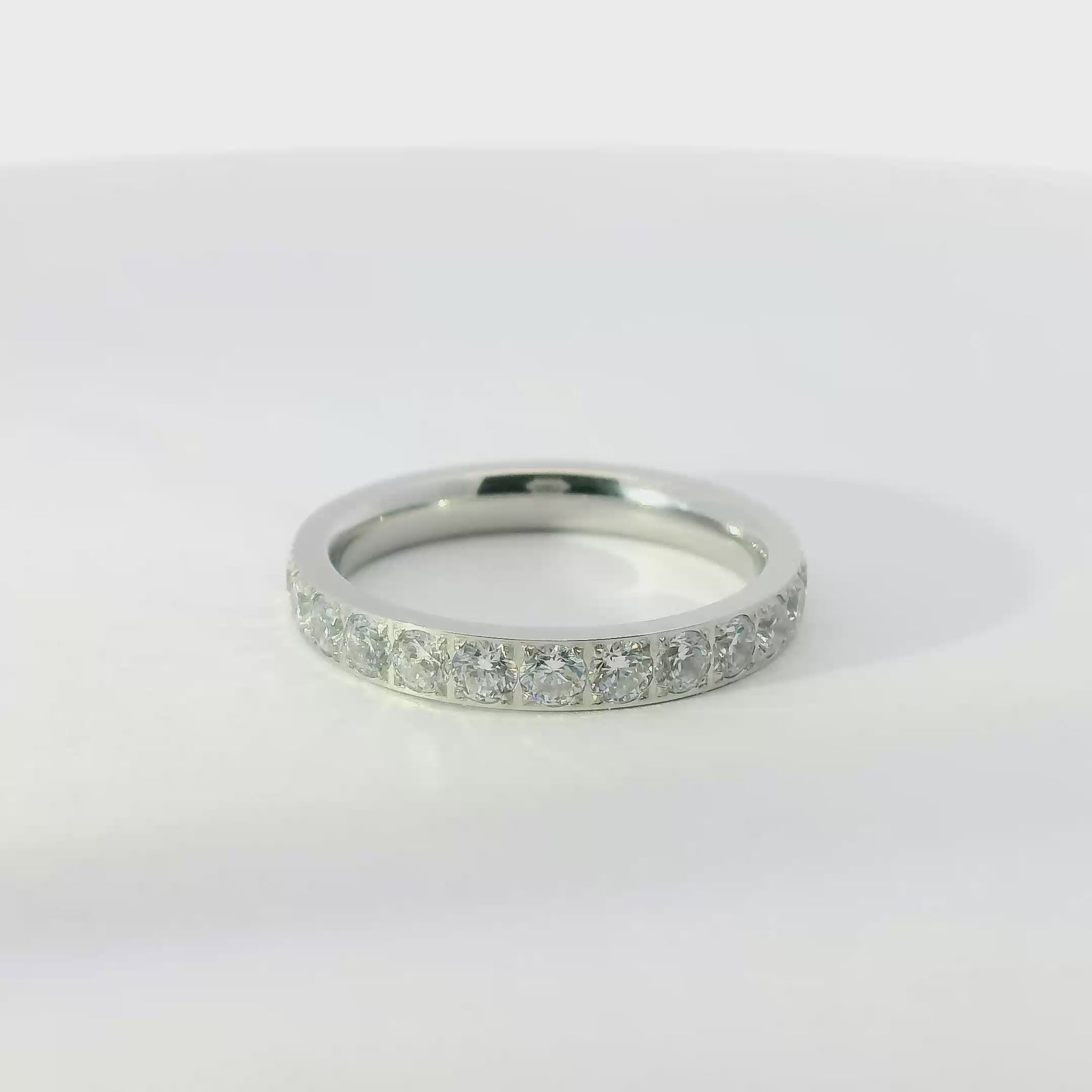 3mm White Gold Full Glitz Eternity Ring | Cubic Zirconia Stacking Ring