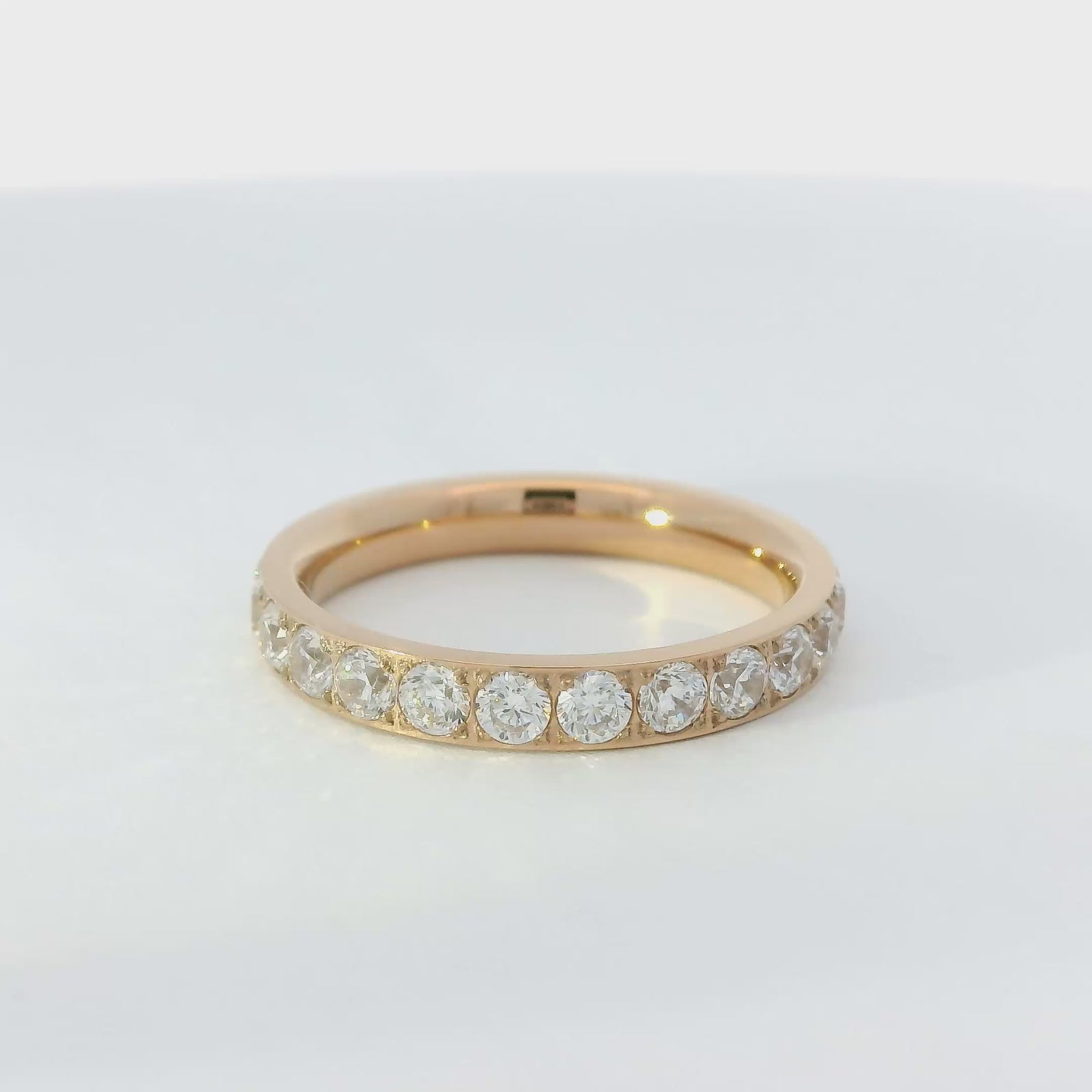 3mm Rose Gold Full Glitz Eternity Ring | Cubic Zirconia Stacking Ring