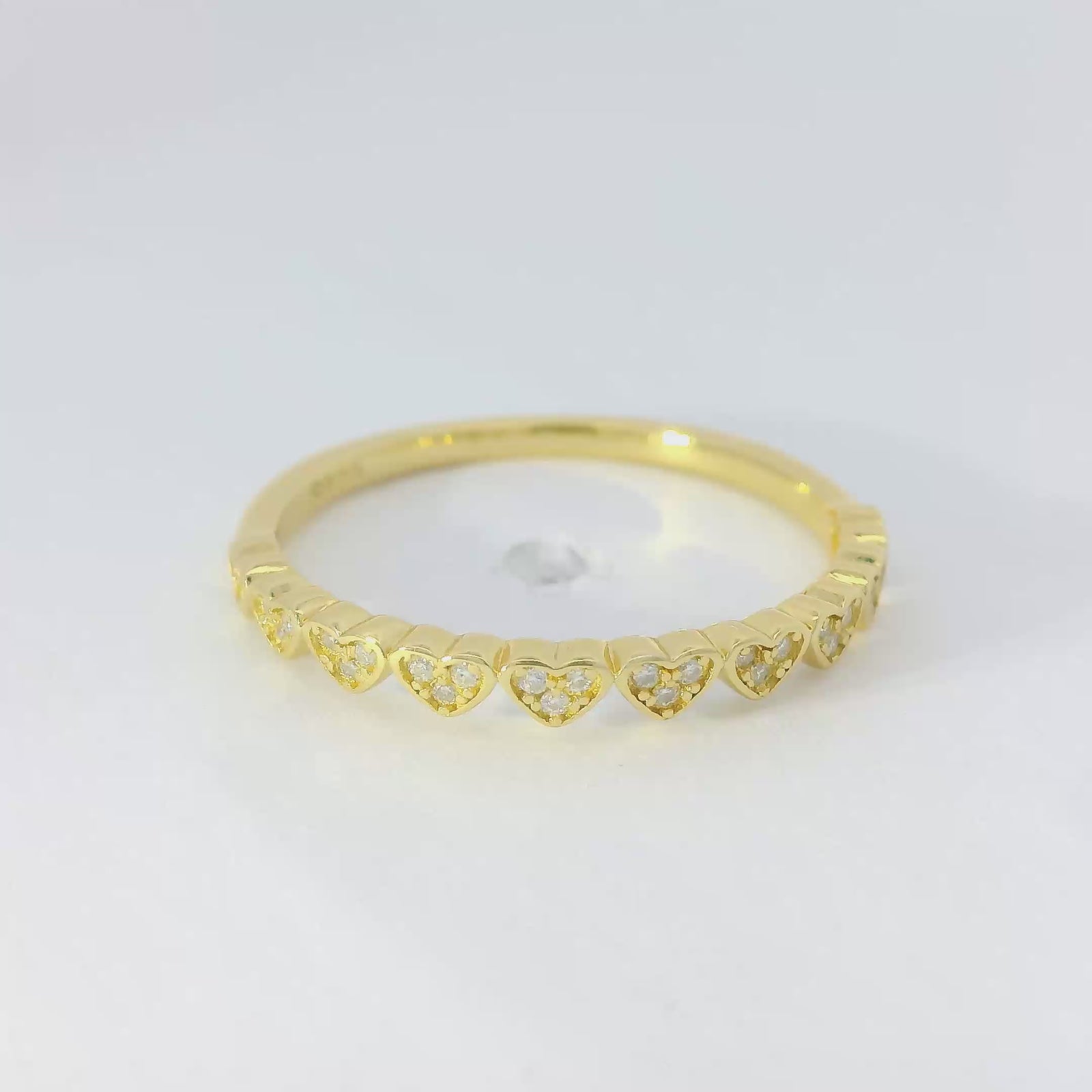 Gold Heart Moissanite Half Eternity Slimline Dazzle Ring