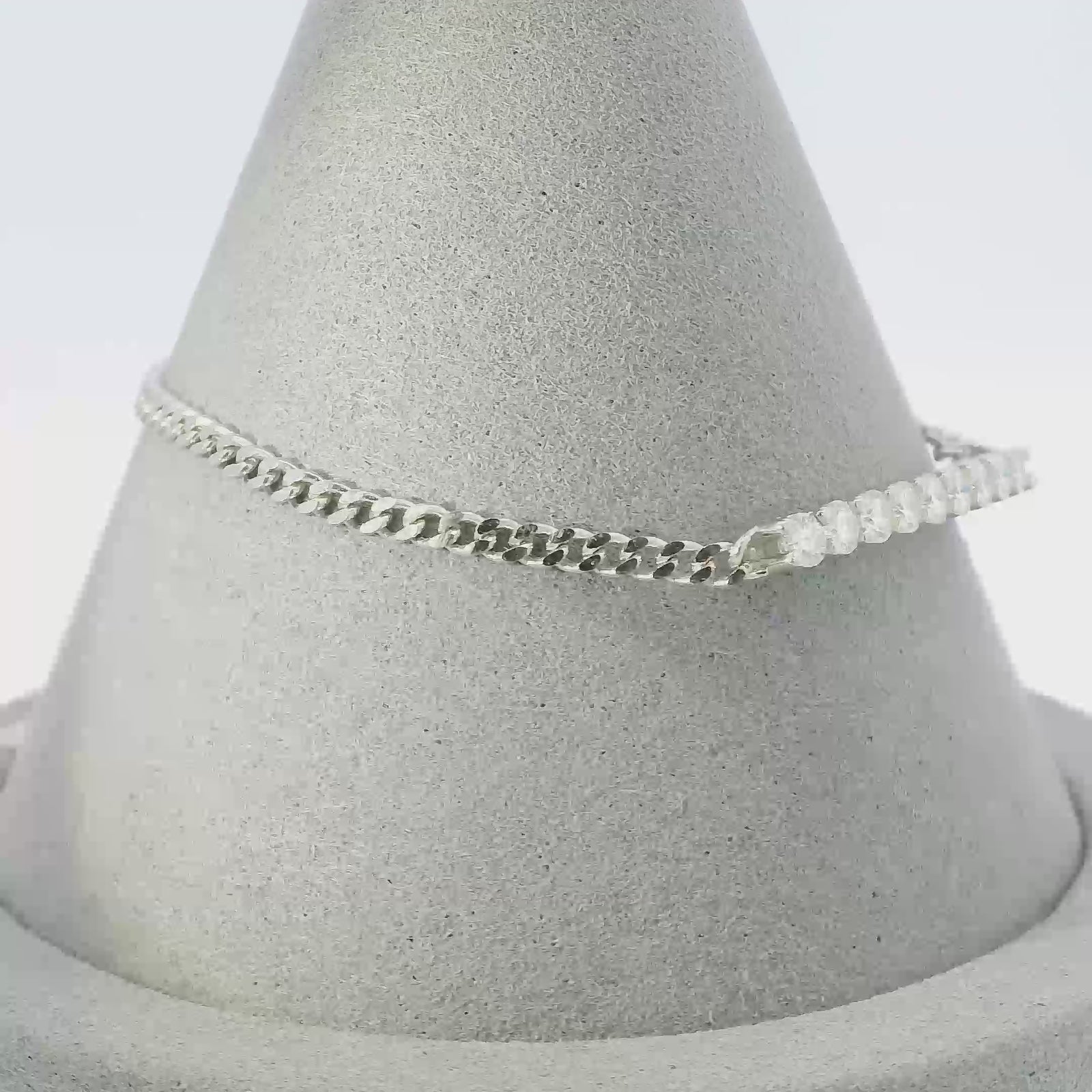 1ct White Gold Moissanite Part Tennis Silver Dazzle Bracelet