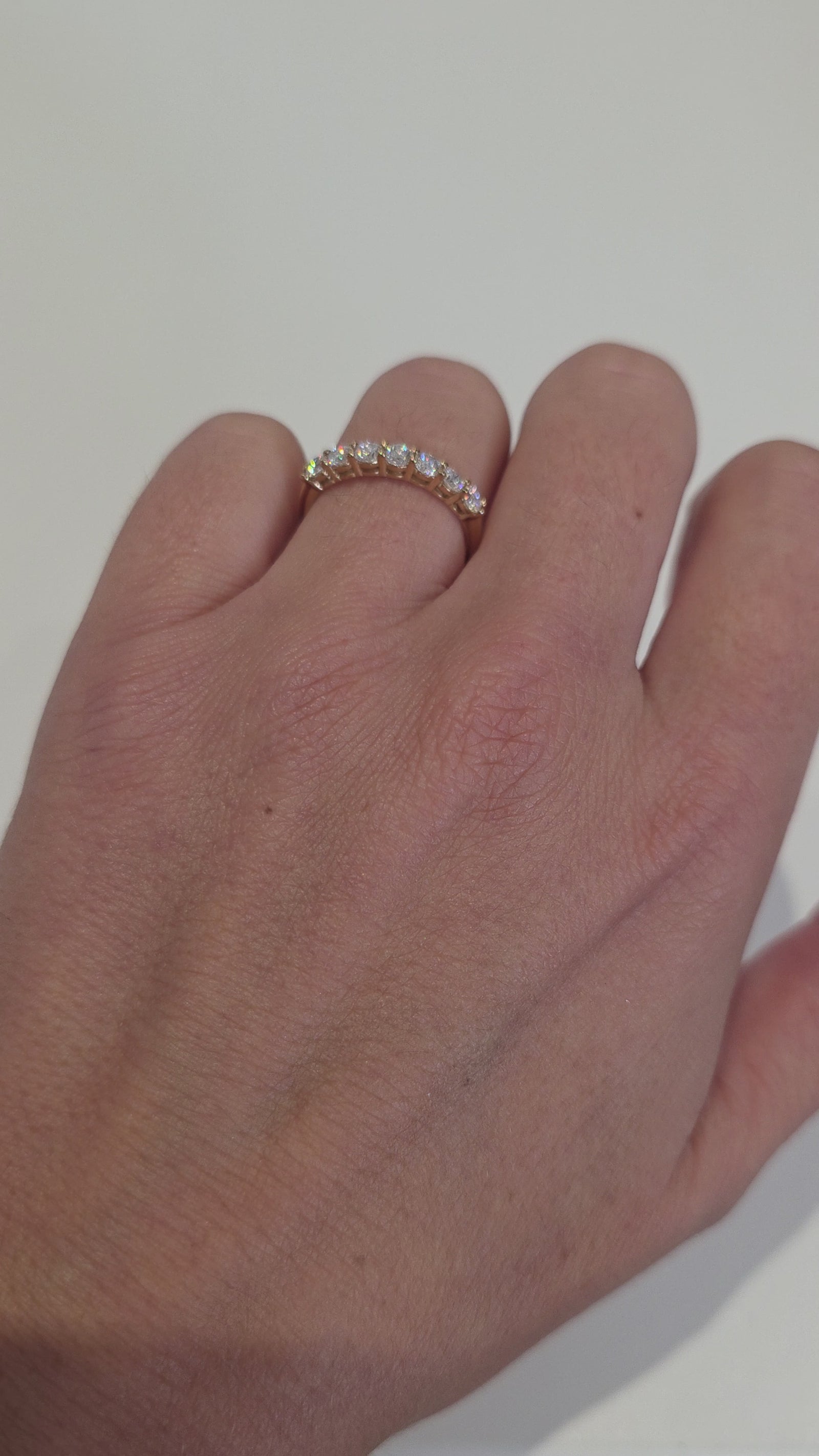 1ct Round Moissanite Half Eternity Ring | 18K Gold Dazzle Ring