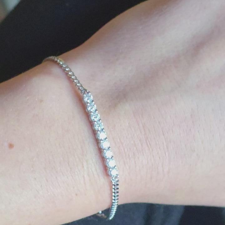 1ct White Gold Moissanite Part Tennis Silver Dazzle Bracelet