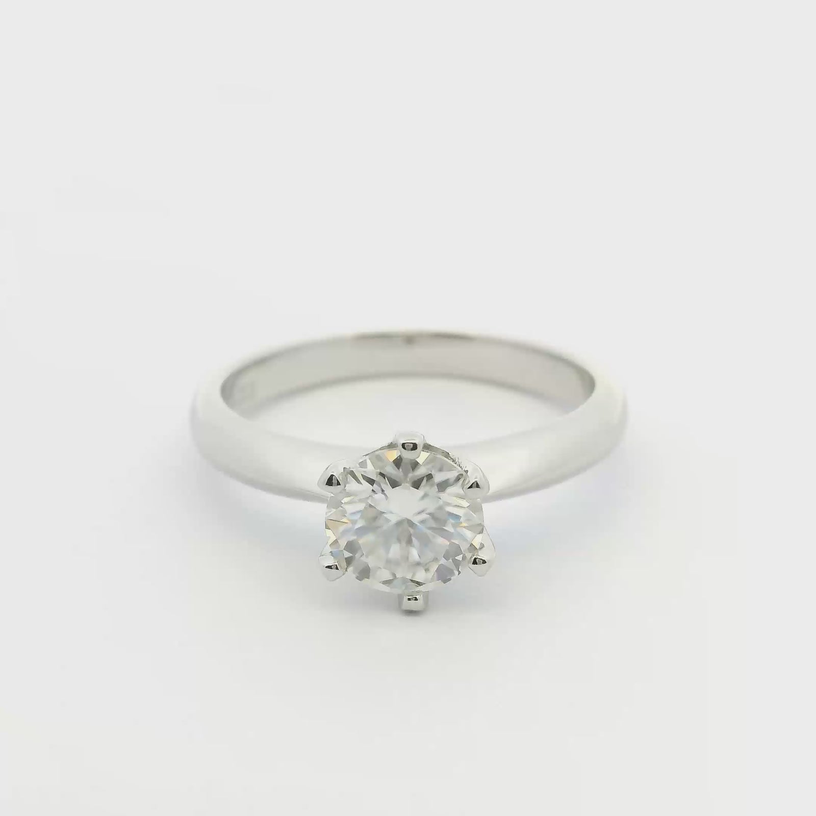 White Gold 1ct Round Moissanite Solitaire Dazzle Ring