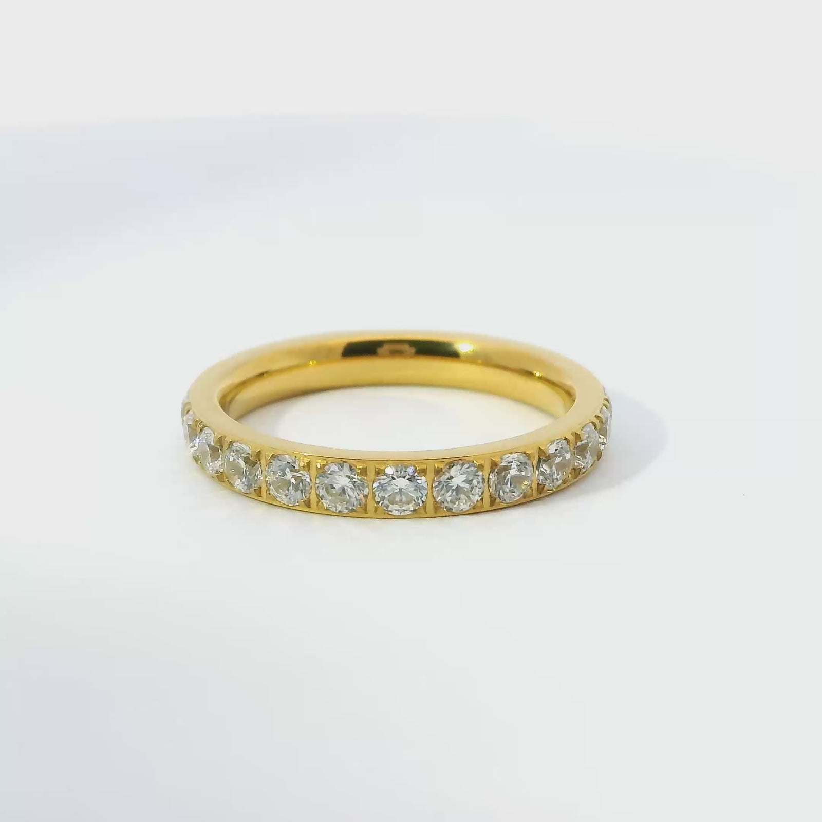 3mm Gold Full Glitz Eternity Ring | Cubic Zirconia Stacking Ring