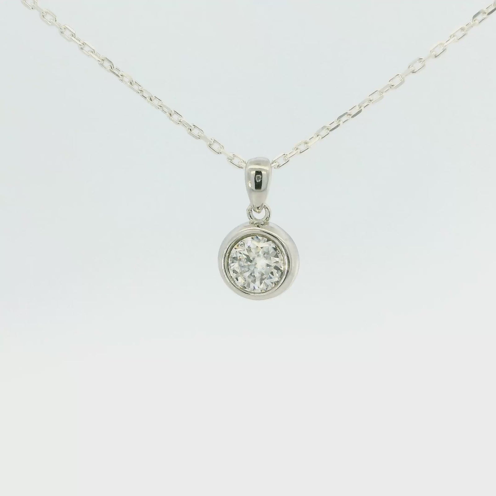 White Gold 1ct Moissanite Enclosed Silver Dazzle Pendant Necklace