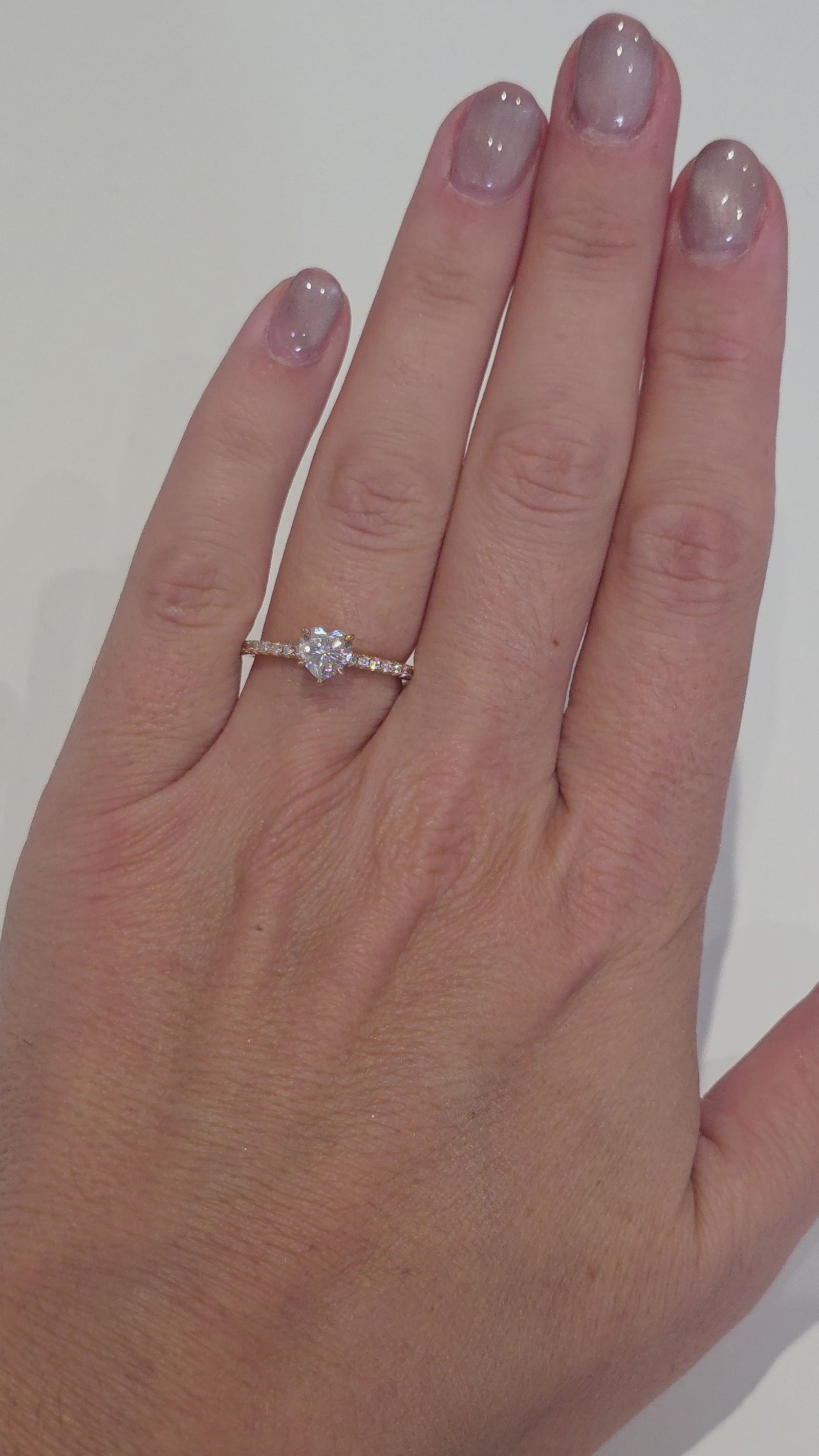 1ct Heart Moissanite Engagement Ring | 18K Gold Side Stone Dazzle Ring
