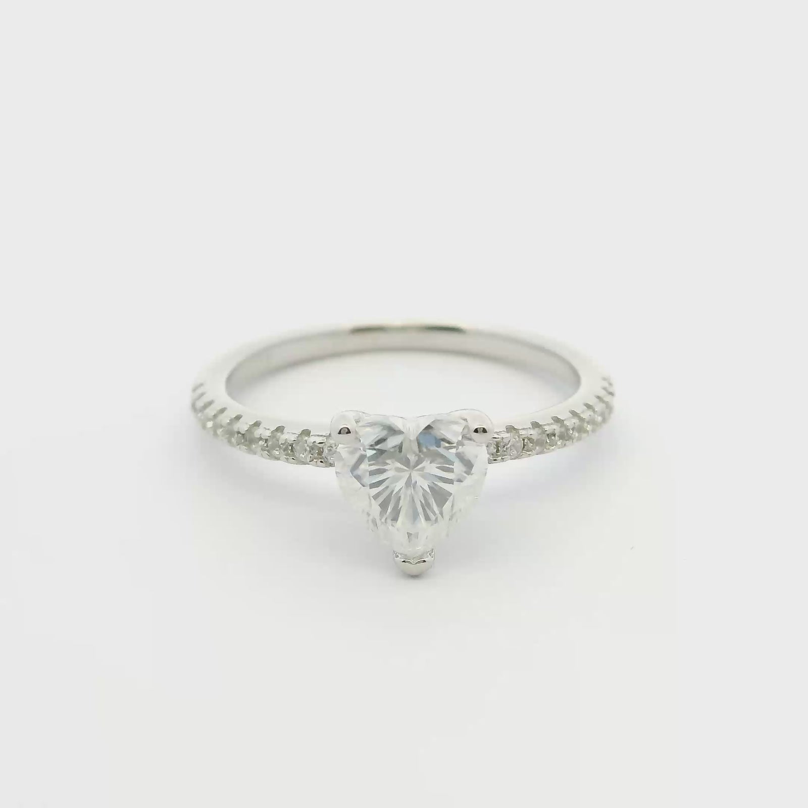 1ct Heart Cut Moissanite Engagement Ring | White Gold Slimline Dazzle Ring