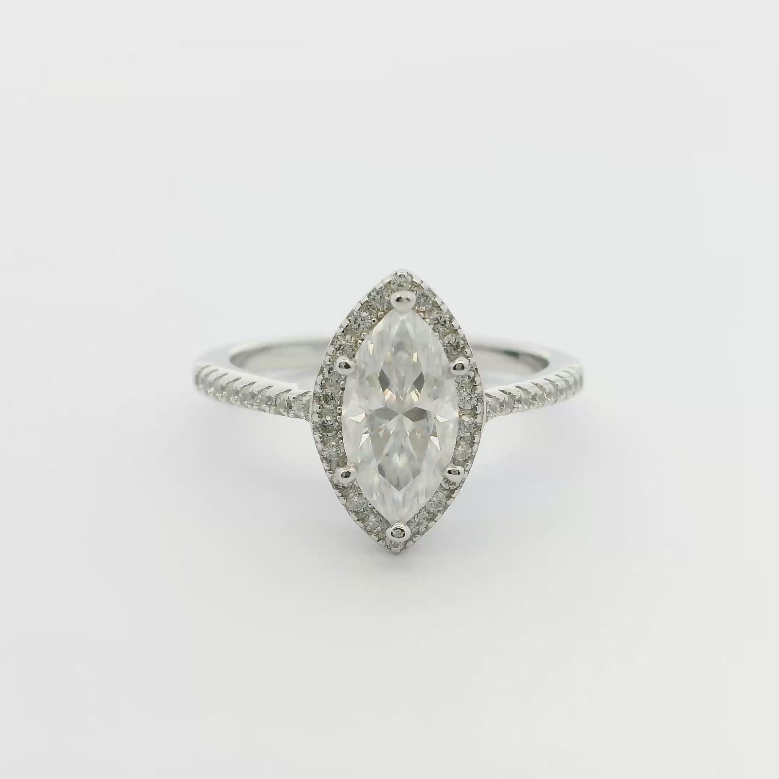 White Gold 1ct Marquise Moissanite Slimline Dazzle Ring