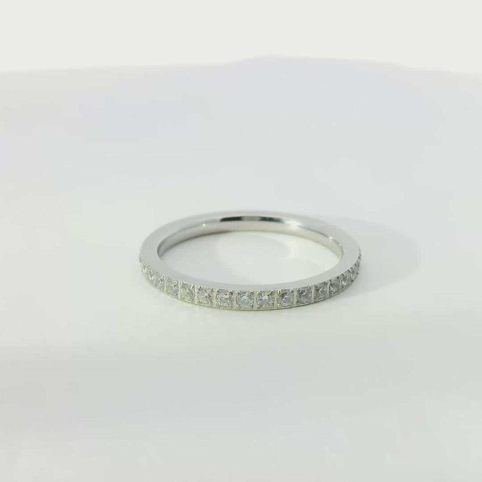 2mm White Gold Full Glitz Eternity Ring | Cubic Zirconia Stacking Ring