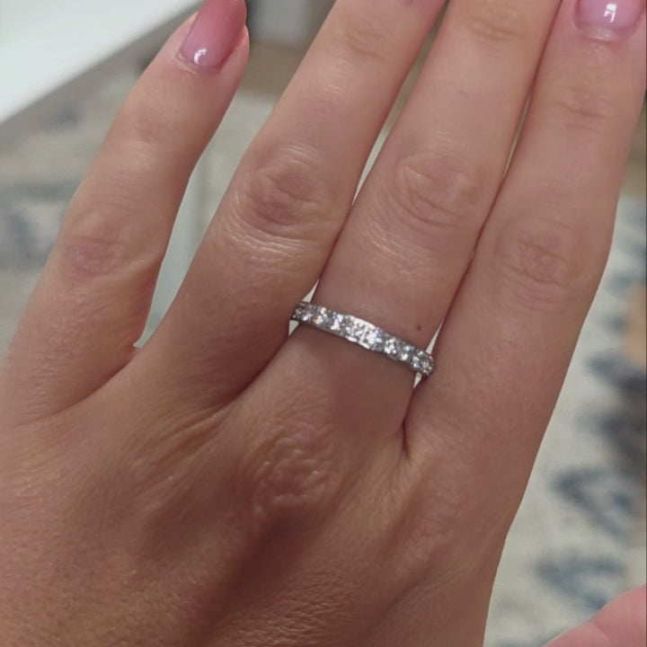 3mm White Gold Full Glitz Eternity Ring | Cubic Zirconia Stacking Ring