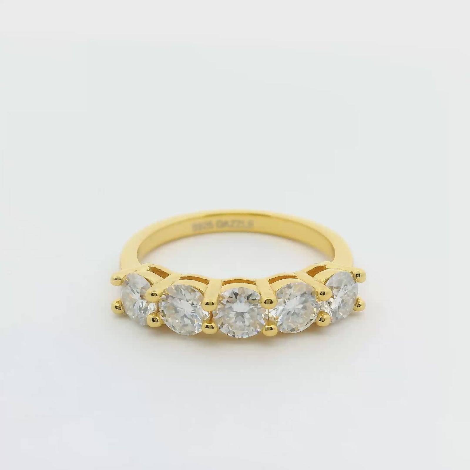 Gold 1.5ct Moissanite 5 Stone Dazzle Ring