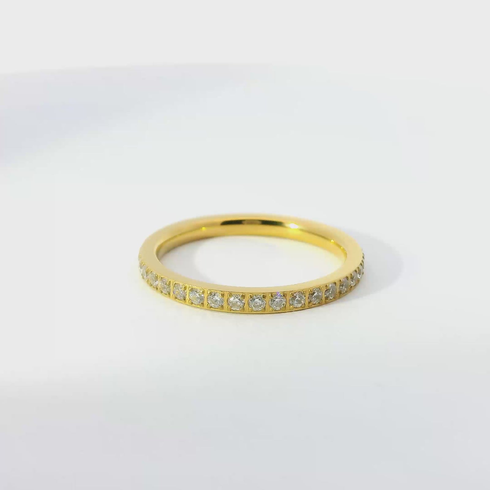 2mm Gold Full Glitz Eternity Ring | Cubic Zirconia Stacking Ring