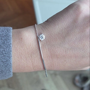 1ct White Gold Round Moissanite Bar Silver Dazzle Bracelet