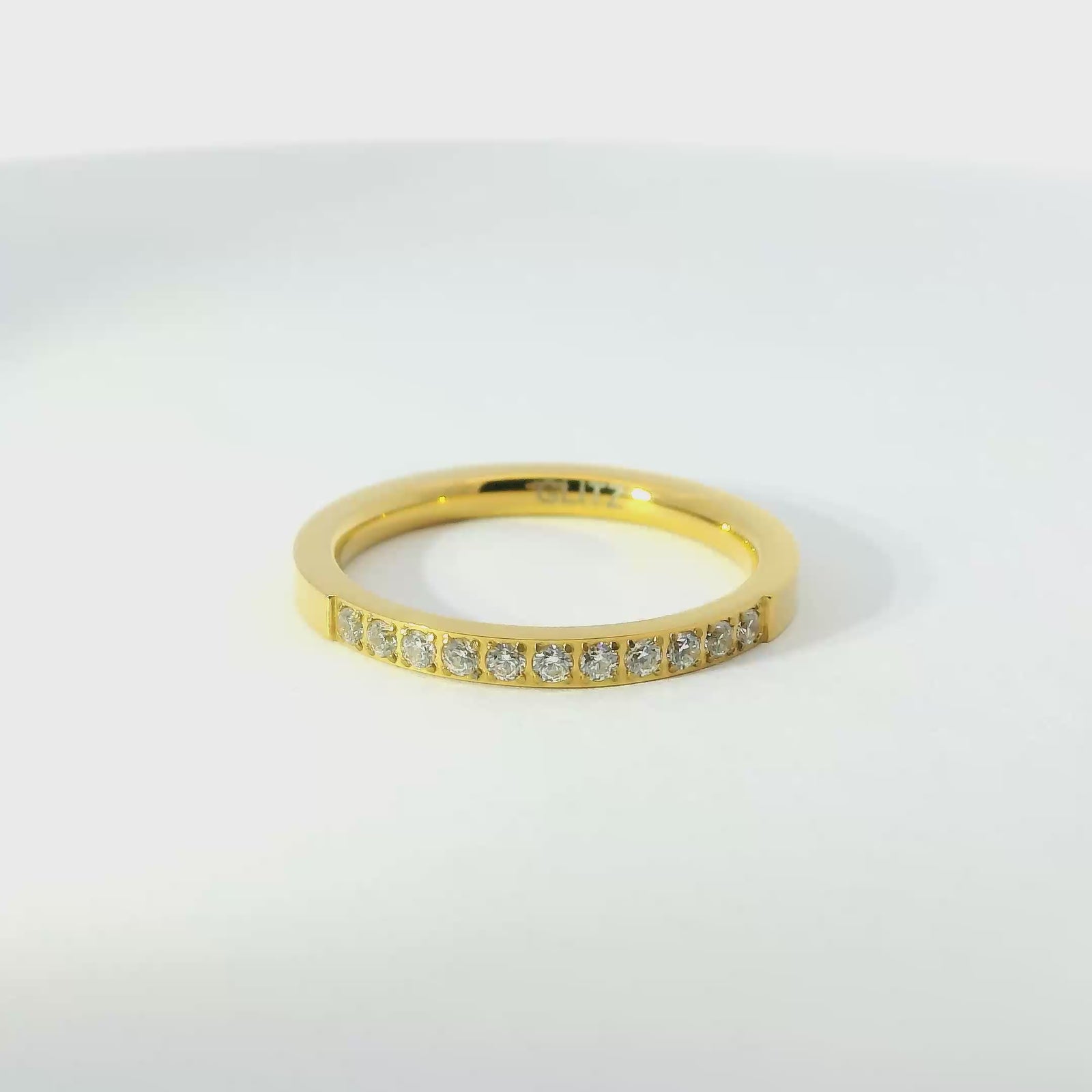 2mm Gold Half Glitz Eternity Ring | Cubic Zirconia Stacking Ring