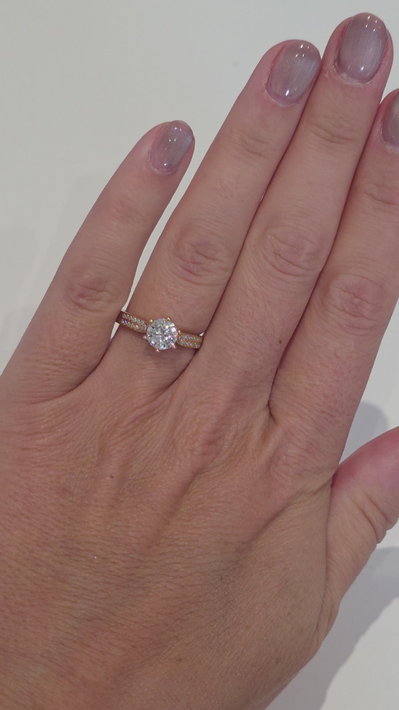 1ct Round Brilliant Moissanite Engagement Ring | 18K Gold Wide Dazzle Ring