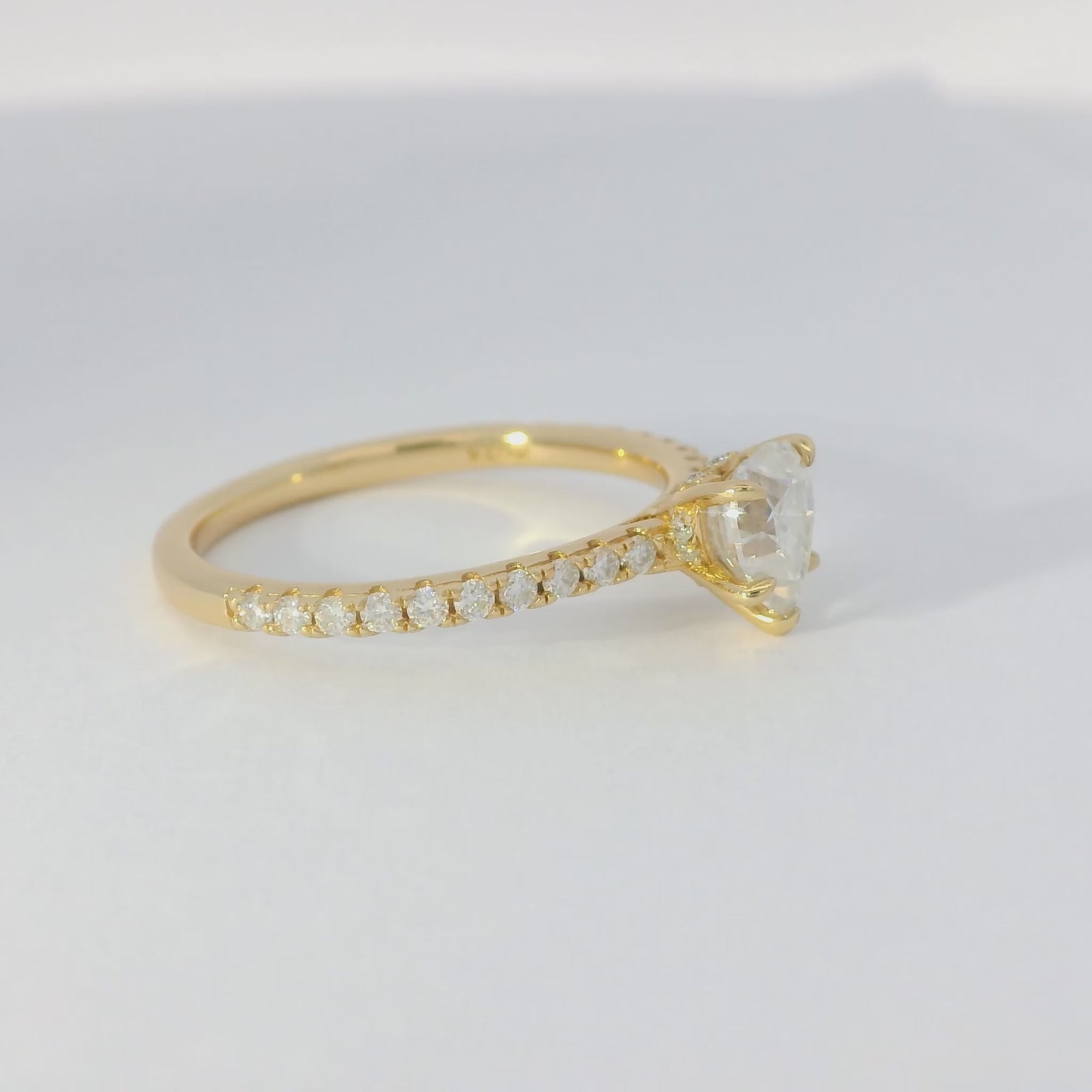 1ct Heart Moissanite Engagement Ring | 18K Gold Side Stone Dazzle Ring