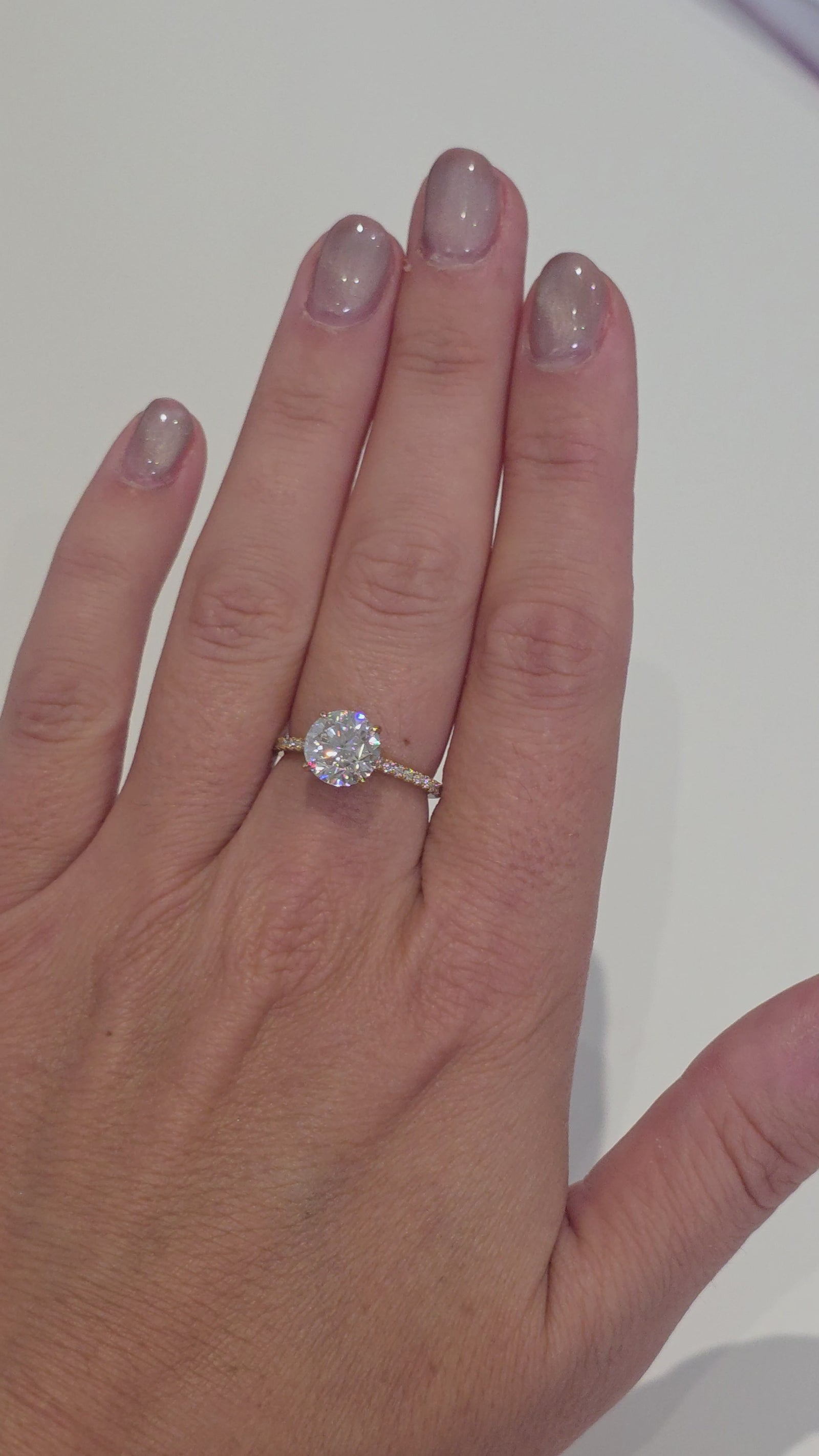 3ct Round Brilliant Moissanite Engagement Ring | 18K Gold Side Stone Dazzle Ring