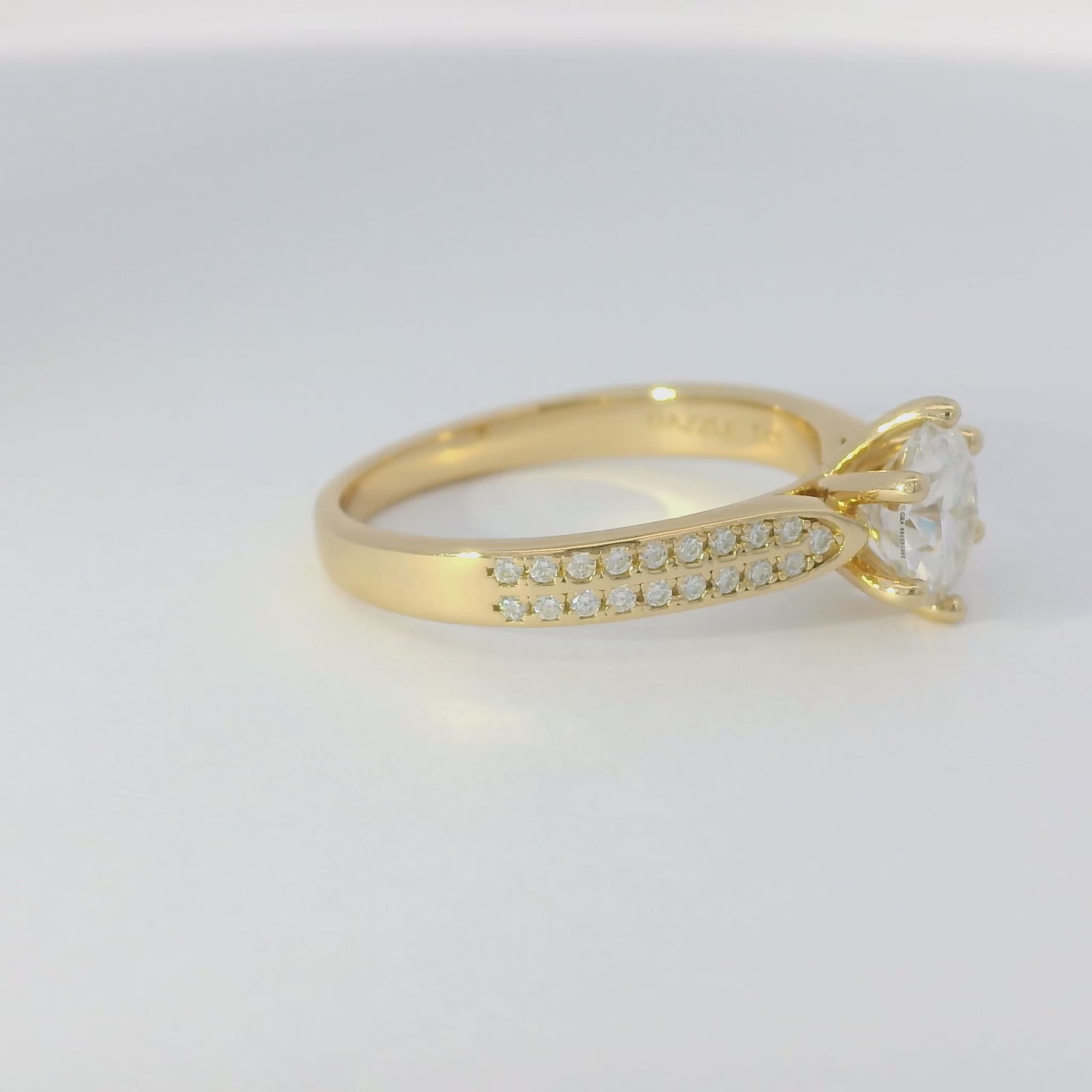 1ct Round Brilliant Moissanite Engagement Ring | 18K Gold Wide Dazzle Ring